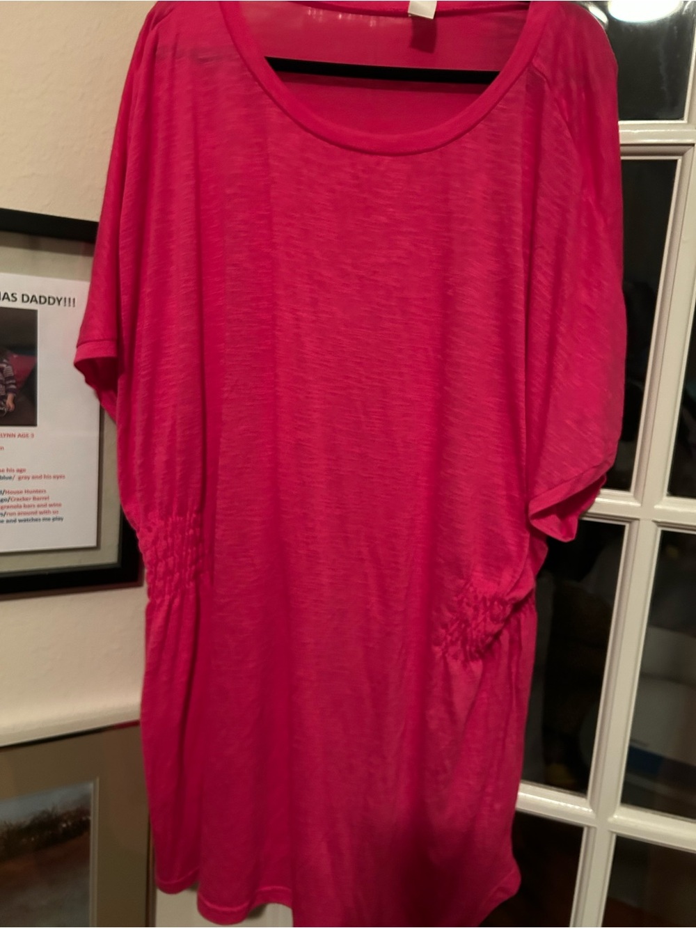 Women’s Hot Pink Short Sleeve Tunic Top swim cover